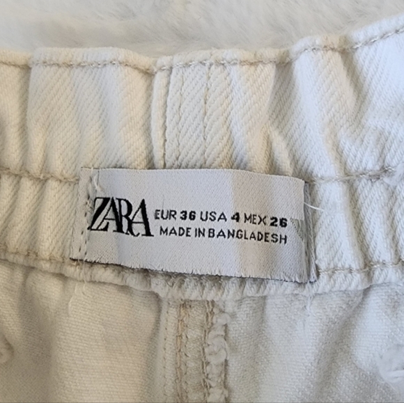 ❌️SOLD❌️NWT ZARA WHITE DENIM HIGH WAISTED PAPERBAG BERMUDA SHORTS - Picture 10 of 14